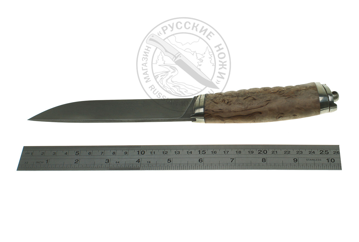 Нож Засапожный (сталь ХВ5), карельская береза