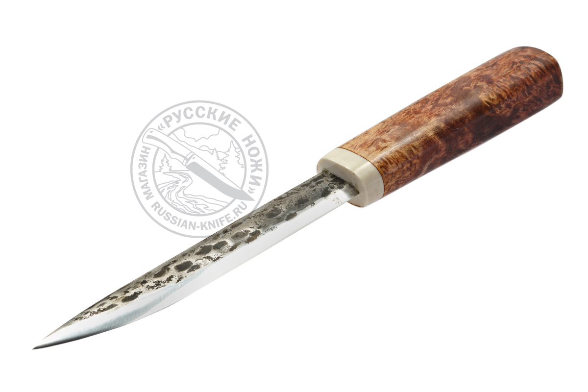 Нож "Якут" большой (сталь 9ХС), рукоять - карельская береза, рог