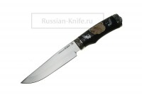 Нож Медведь (порошковая сталь Uddeholm ELMAX ), А.Жбанов, рукоять - граб, инкрустация, голова Медведя - рог