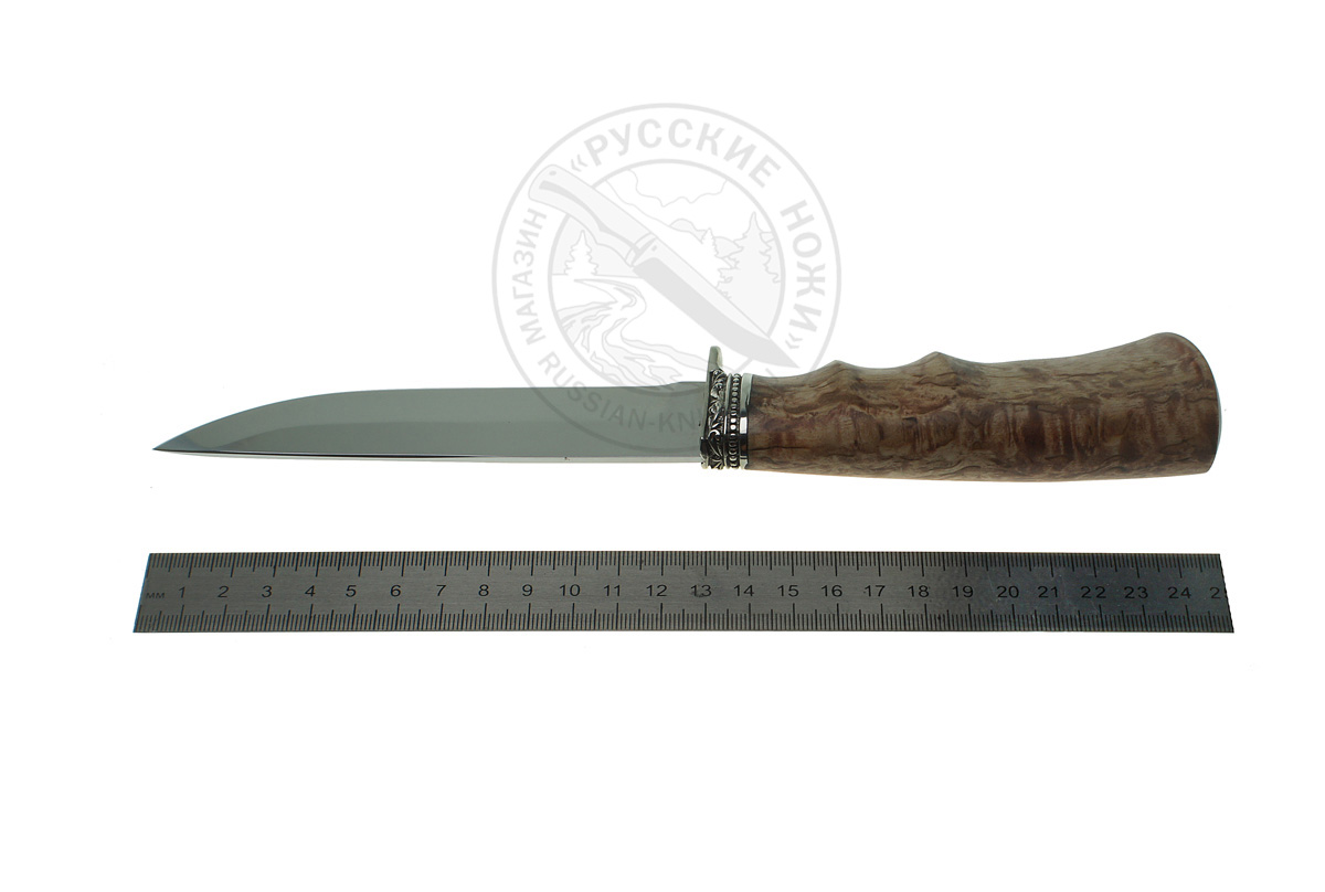 Нож Соболь (Uddeholm ELMAX), А.Жбанов, карельская береза