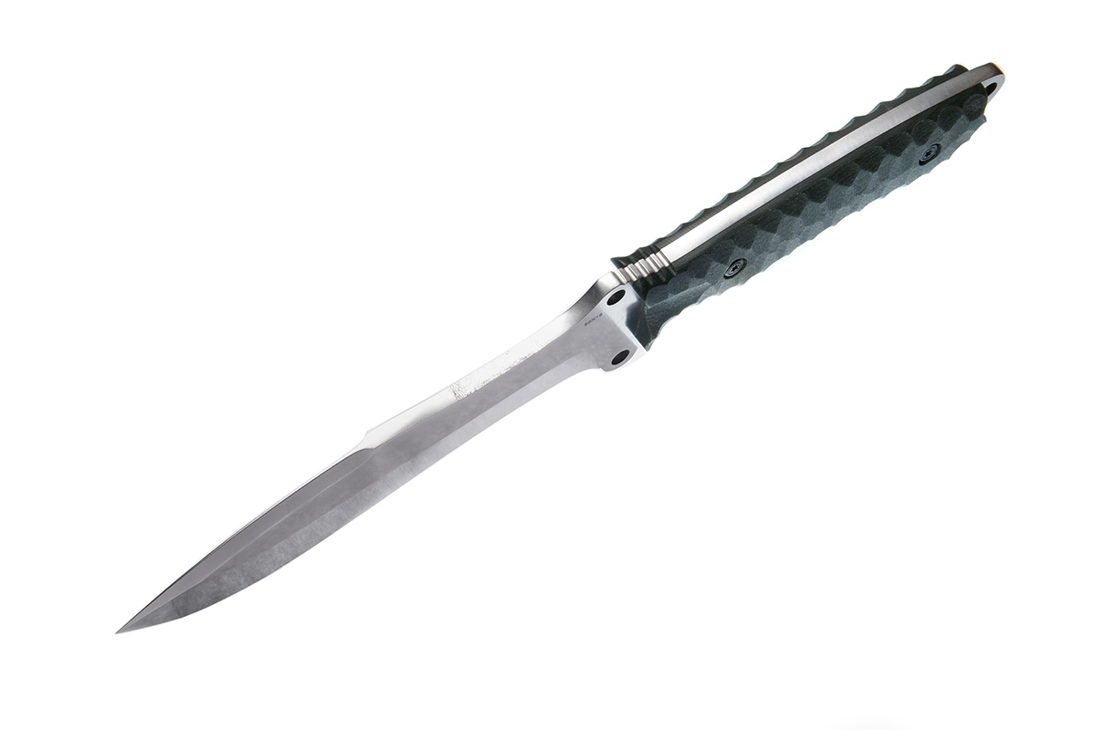 - Нож Вестигатор ц.м., сталь 95х18, зеленая микарта, ножны оксфорд