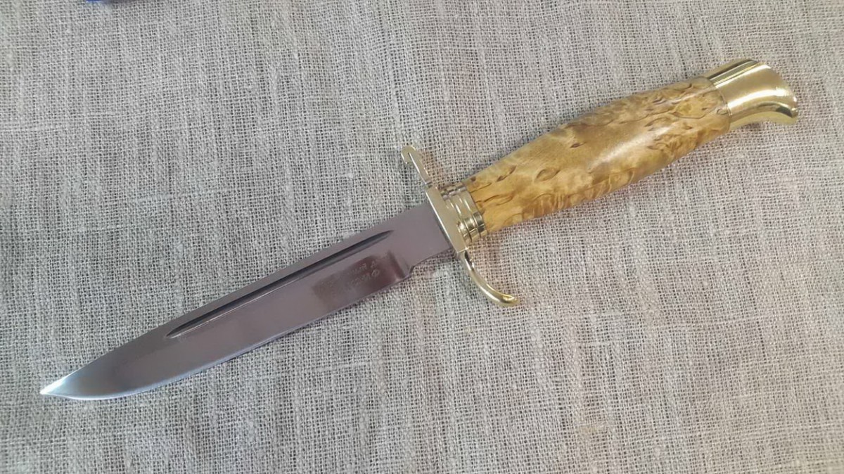 Фотография, картинка, - Нож "НКВД" (сталь Х12МФ), карельская береза, латунь