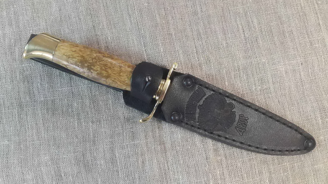 Нож "НКВД" (сталь Х12МФ), карельская береза, латунь