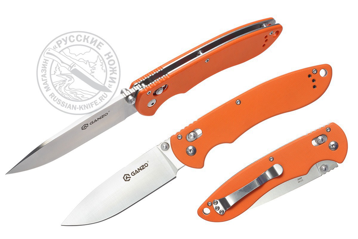 Фотография, картинка, - Нож складной туристический Ganzo G740-OR, оранжевый