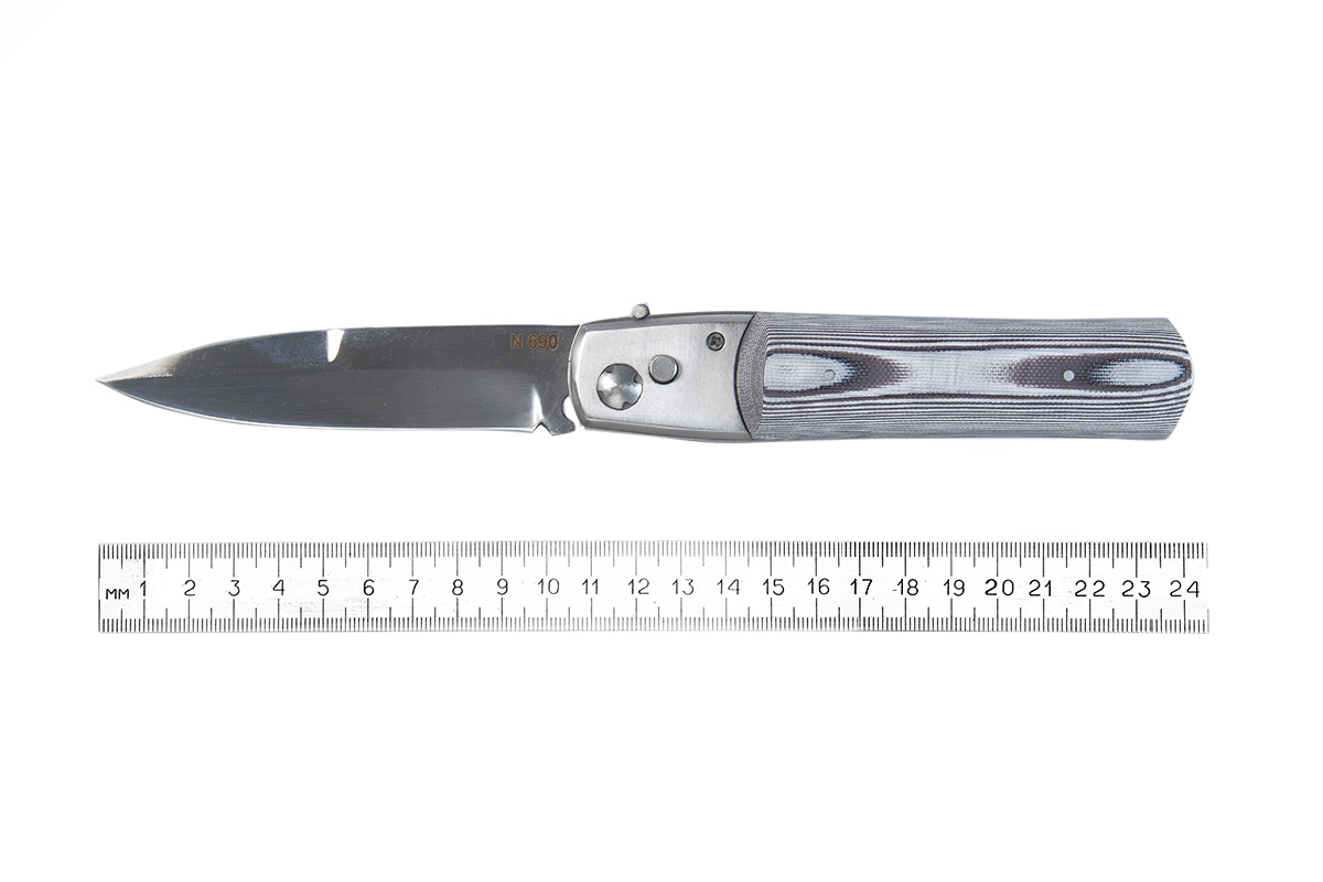 Нож складной "Рысь" большая (N690), G-10, чёрно-белый,  А.Жбанов