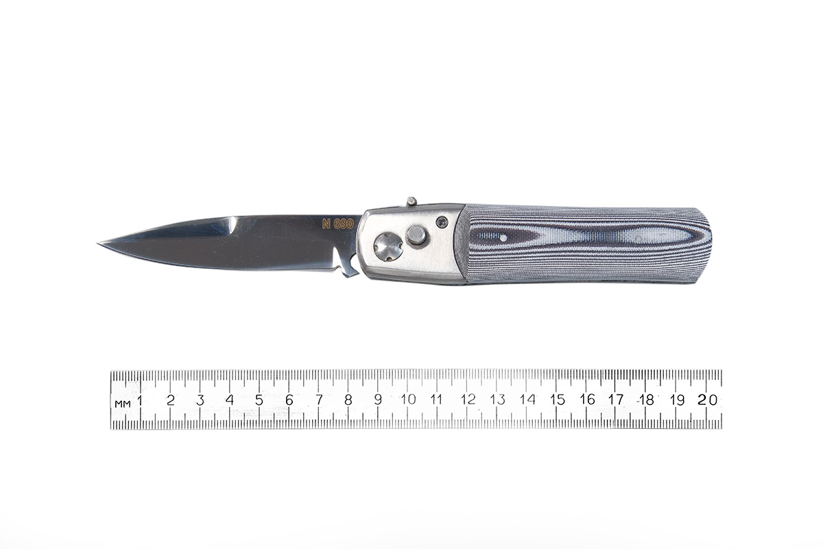 Нож складной "Рысь" (N690), G-10, чёрно-белый, А.Жбанов