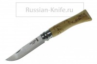 - Нож "OPINEL" №7, #001551, самшит, орнамент "листья"