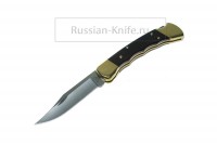 - Нож складной Folding Hunter, Finger Grooved , сталь 420НС, орех, кожаный чехол, 0110 BRSFG-B