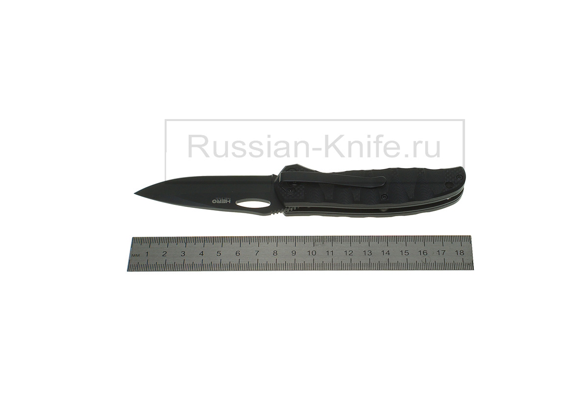 - Нож складной Hero 440C BT, черный, G10