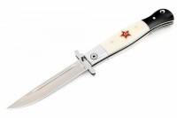 Нож "Финка НКВД", складная, (сталь 440С), рукоять акрил белый/черный со  звездой