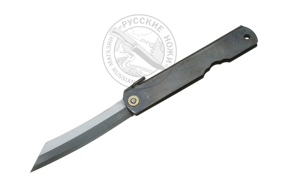 Фотография, картинка, - Нож складной HKI-080 black, Higonokami, 80 мм, (сталь "Aogami" голубая бумага, 3 слоя)