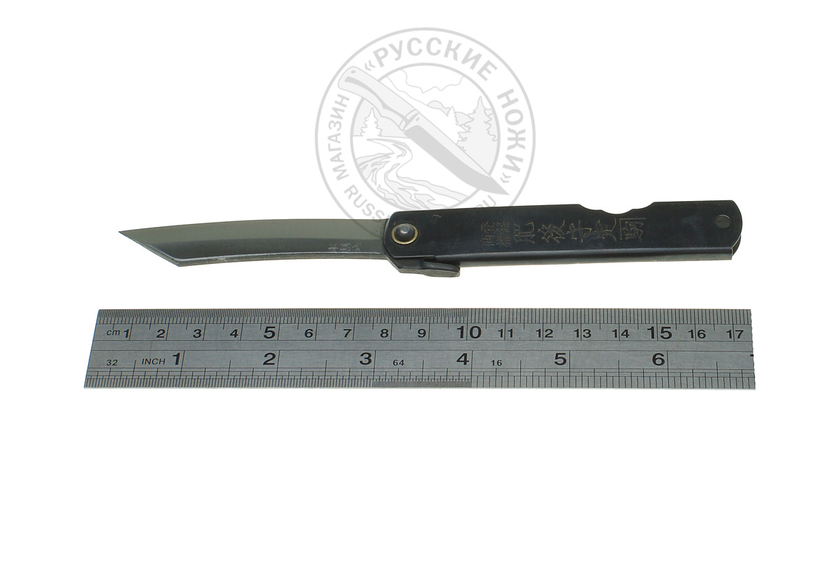- Нож складной HKI-080 black, Higonokami, 80 мм, (сталь "Aogami" голубая бумага, 3 слоя)