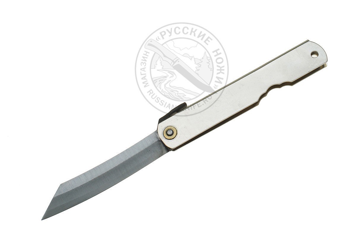 - Нож складной HKI-80 silver, Higonokami, 80 мм, (сталь "Aogami" голубая бумага, 3 слоя)