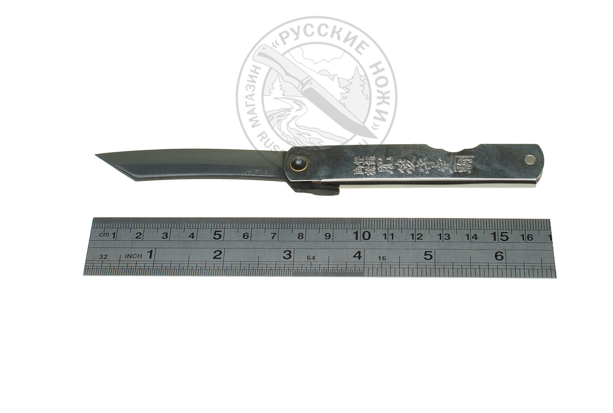 - Нож складной HKI-80 silver, Higonokami, 80 мм, (сталь "Aogami" голубая бумага, 3 слоя)