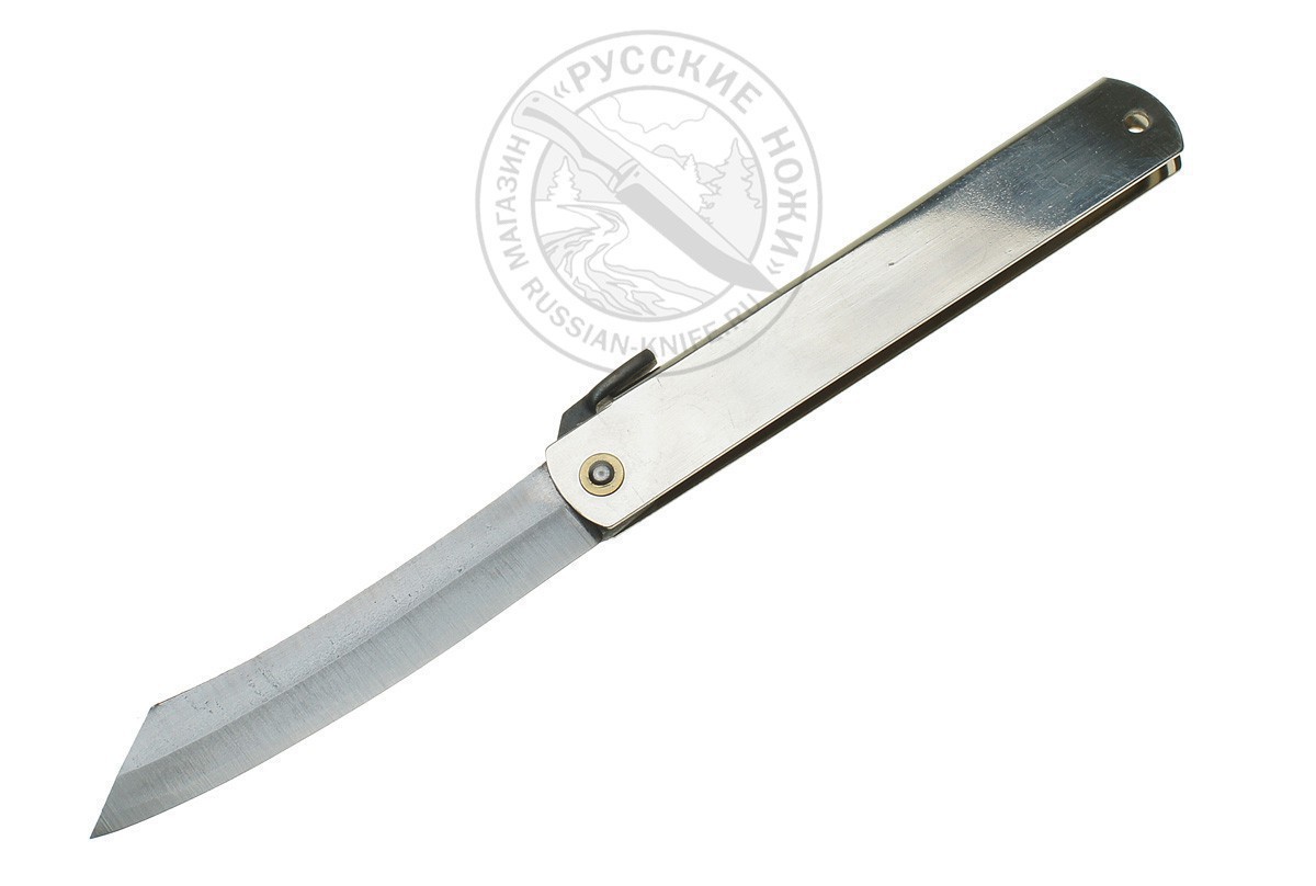 Фотография, картинка, Нож складной HKI-100 silver, Higonokami, 98 мм, (сталь "Aogami" голубая бумага, 3 слоя)