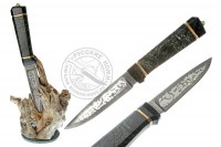 Нож "Русский нож -1" (сталь 9ХФ), рукоять - змеевик, бронза