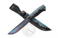 Нож "Егерь" (мозаичный дамасск), рукоять - кап клена, композит, ножны кап - клена