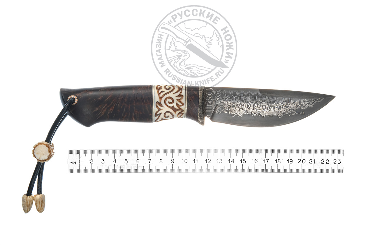 Нож "Чертополох" (углеродистый ламинат), рукоять - стаб. карелка, мастер В. Пашолок