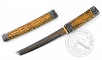Нож танто Самурай (мозаичный ламинат), с резьбой