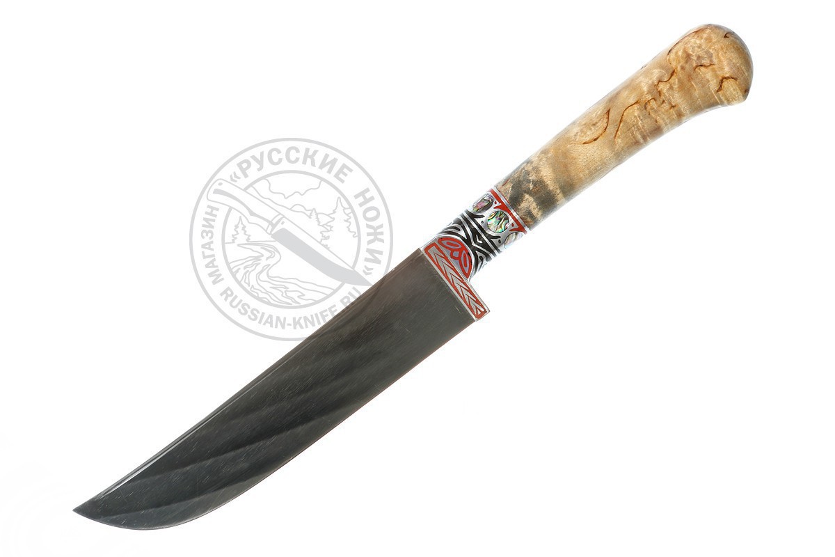 Фотография, картинка, - Нож "Пчак" #ДВ1814-КБ (сталь У8), рукоять - карельская береза, гарда - олово
