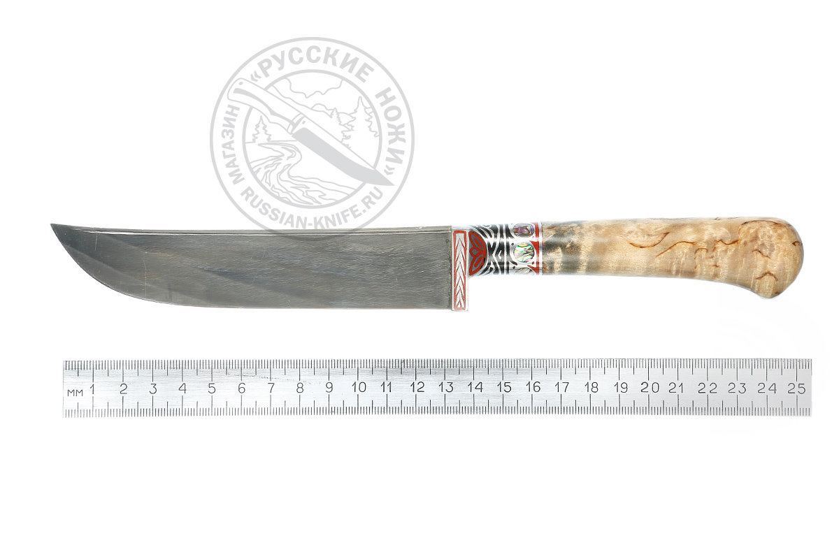- Нож "Пчак" #ДВ1814-КБ (сталь У8), рукоять - карельская береза, гарда - олово