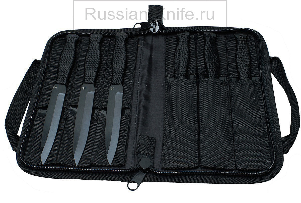 Набор метательных ножей Горец-3М (сталь 65Г) в барсетке - 6 штук
