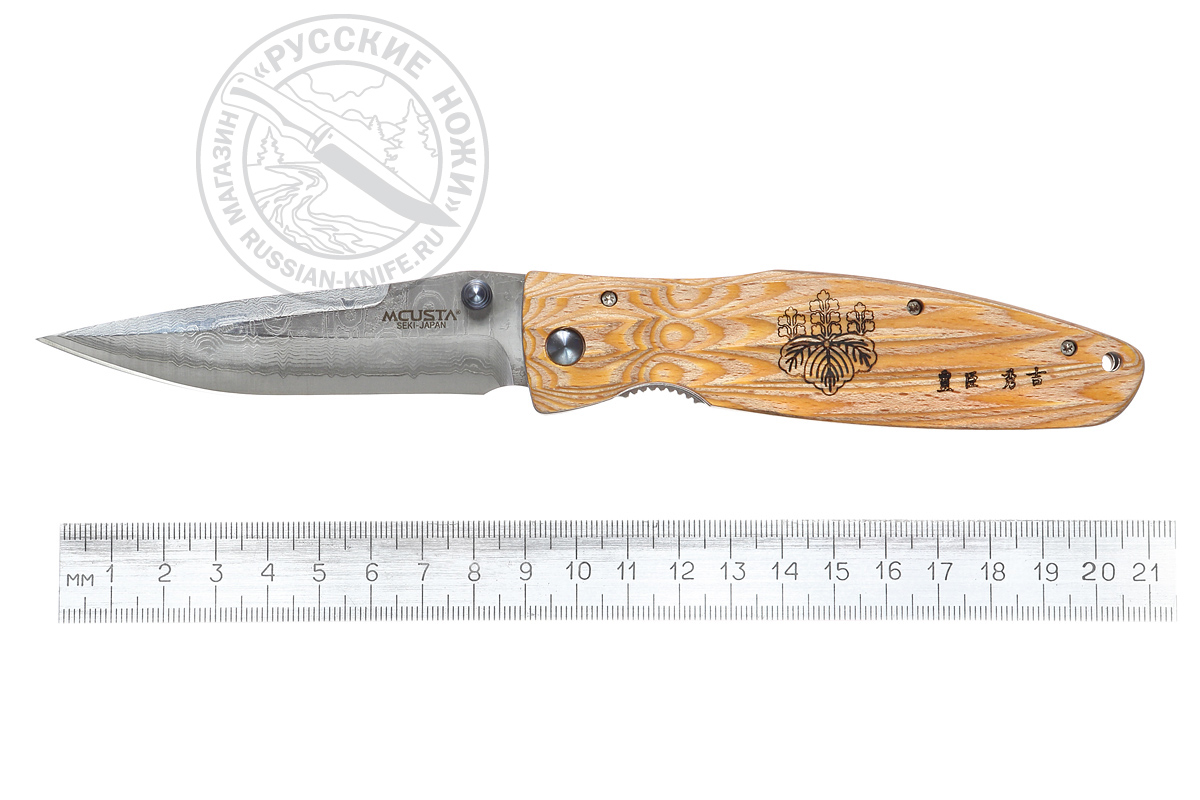 - Нож складной Mcusta MC-0182D, VG-10, с обкладками из дамасской стали (33 слоя), дерево