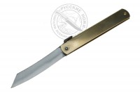 Нож складной HKA-100YL, Higonokami, 100 мм, (сталь "Aogami" голубая бумага, 3 слоя) рукоять латунь