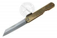 Нож складной HAWI-80Br, Higonokami, 80 мм, (сталь "Aogami damascus) рукоять латунь
