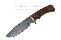 Нож Бобр (дамасская сталь), кожа+дерево