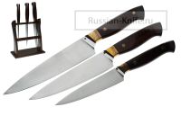 Нож Кухонный набор из трех ножей - снэйквуд, А.Чебурков (сталь Х12МФ)